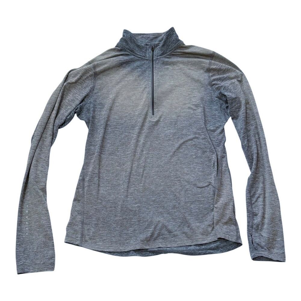 Nike Quarter Zip Top - Light Gray - Medium - Long Sleeve, Thumb Holes - Like New